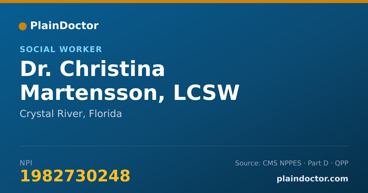 Shareable card for Christina Martensson, LCSW - Social Worker, Crystal River, FL