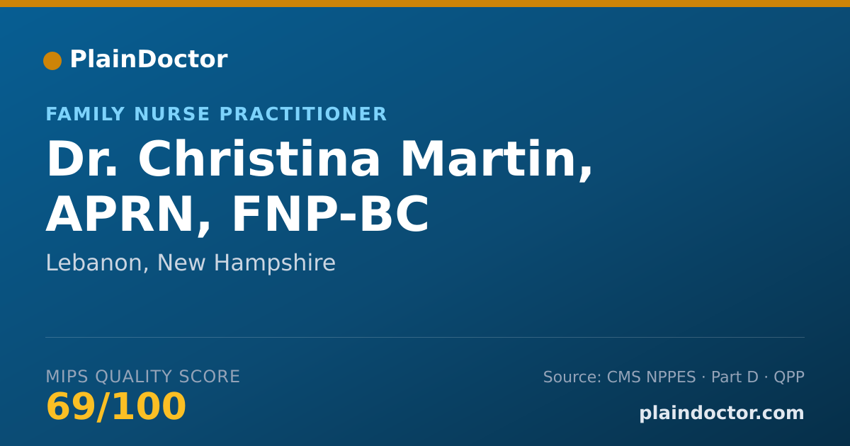 Shareable card for Christina Martin, APRN, FNP-BC - Family Nurse Practitioner, Lebanon, NH