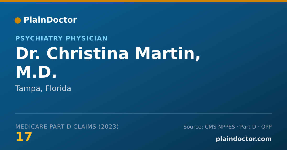 Shareable card for Christina Martin, M.D. - Psychiatry Physician, Tampa, FL