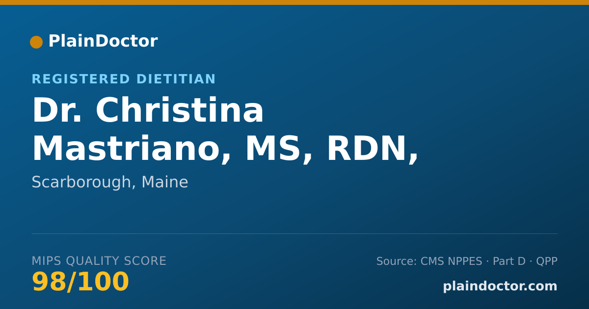 Shareable card for Christina Mastriano, MS, RDN, CDE - Registered Dietitian, Scarborough, ME