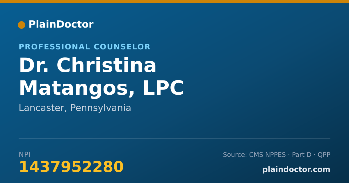 Shareable card for Christina Matangos, LPC - Professional Counselor, Lancaster, PA