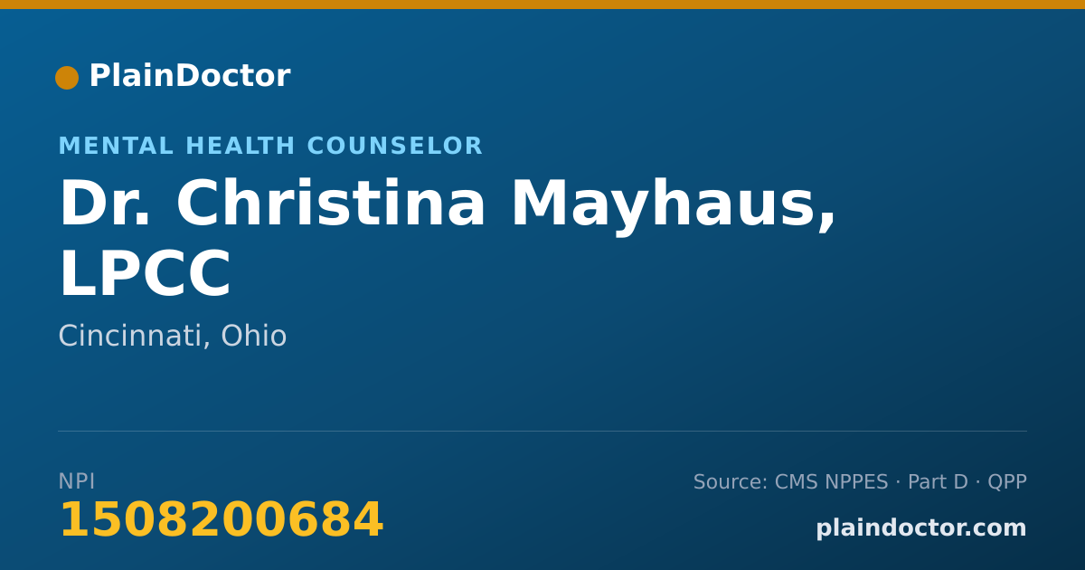 Shareable card for Christina Mayhaus, LPCC - Mental Health Counselor, Cincinnati, OH