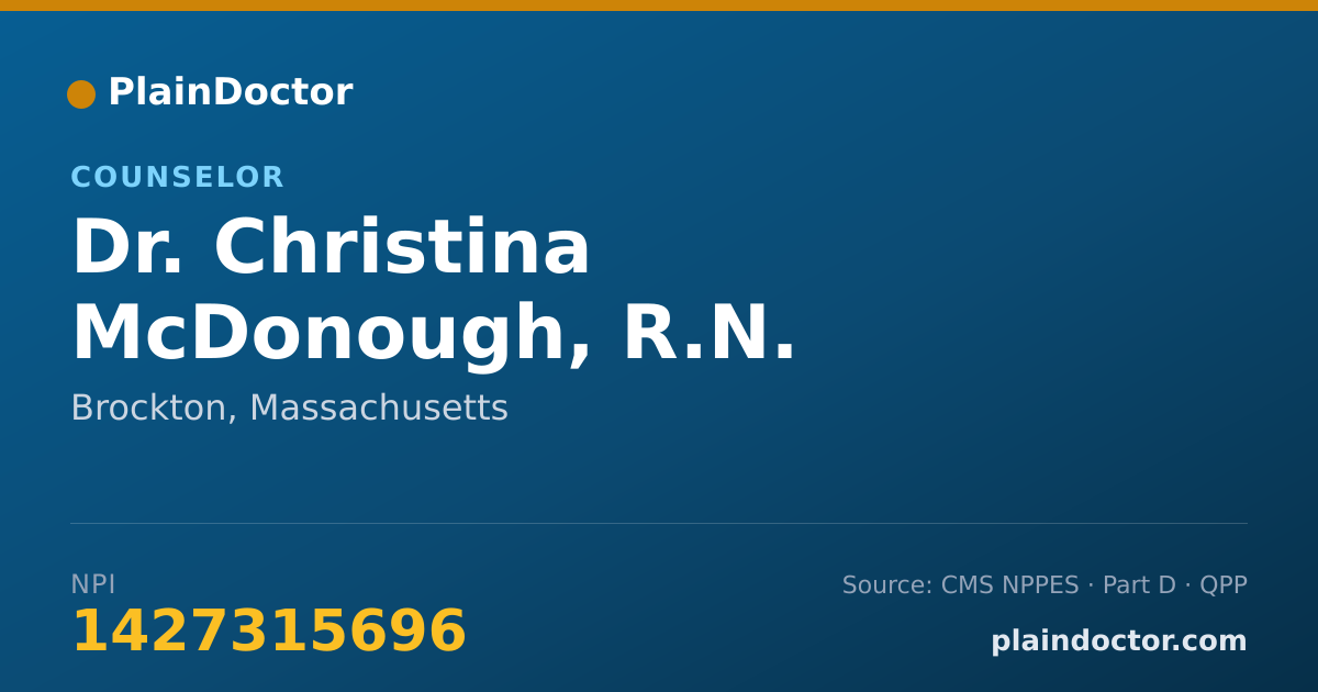 Shareable card for Christina McDonough, R.N. - Counselor, Brockton, MA