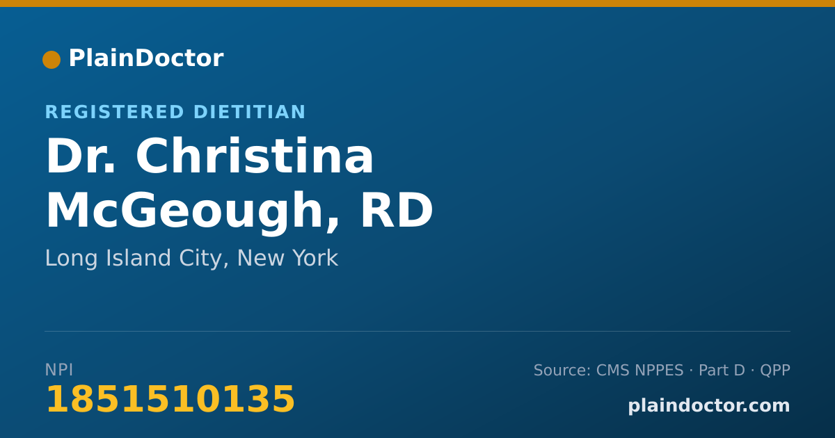 Shareable card for Christina McGeough, RD - Registered Dietitian, Long Island City, NY