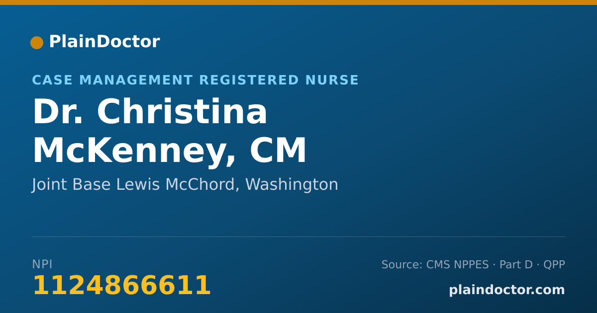 Shareable card for Christina McKenney, CM - Case Management Registered Nurse, Joint Base Lewis McChord, WA