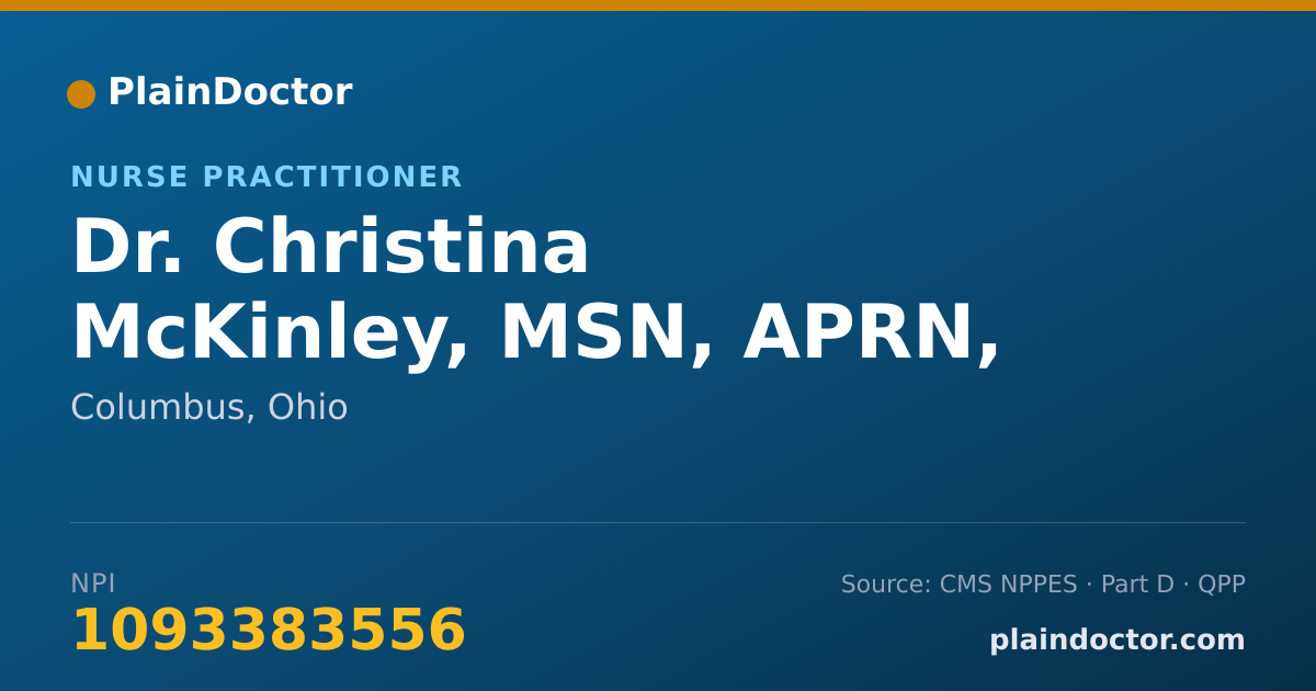 Shareable card for Christina McKinley, MSN, APRN, FNP-C - Nurse Practitioner, Columbus, OH