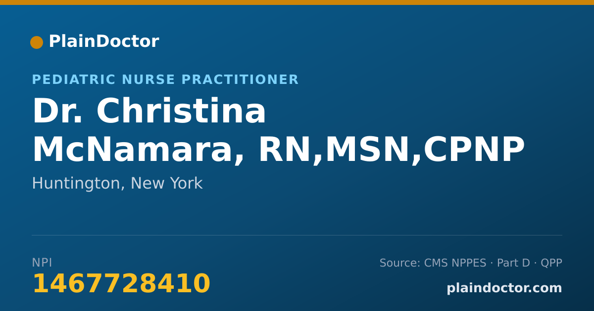 Shareable card for Christina McNamara, RN,MSN,CPNP - Pediatric Nurse Practitioner, Huntington, NY