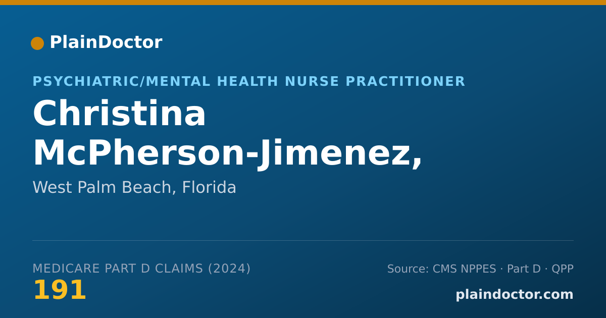 Shareable card for Christina McPherson-Jimenez, PMHNP - BC - Psychiatric/Mental Health Nurse Practitioner, West Palm Beach, FL