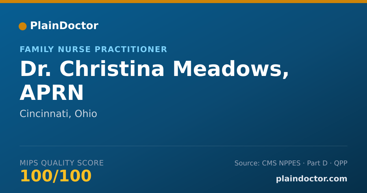 Shareable card for Christina Meadows, APRN - Family Nurse Practitioner, Cincinnati, OH