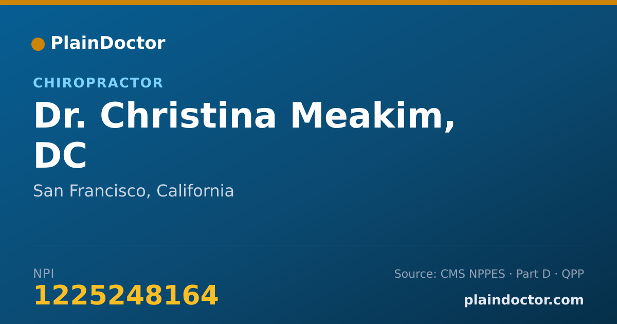 Shareable card for Christina Meakim, DC - Chiropractor, San Francisco, CA