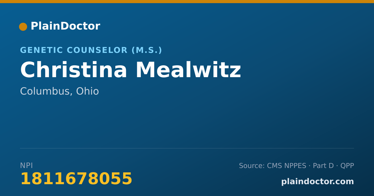 Shareable card for Christina Mealwitz - Genetic Counselor (M.S.), Columbus, OH