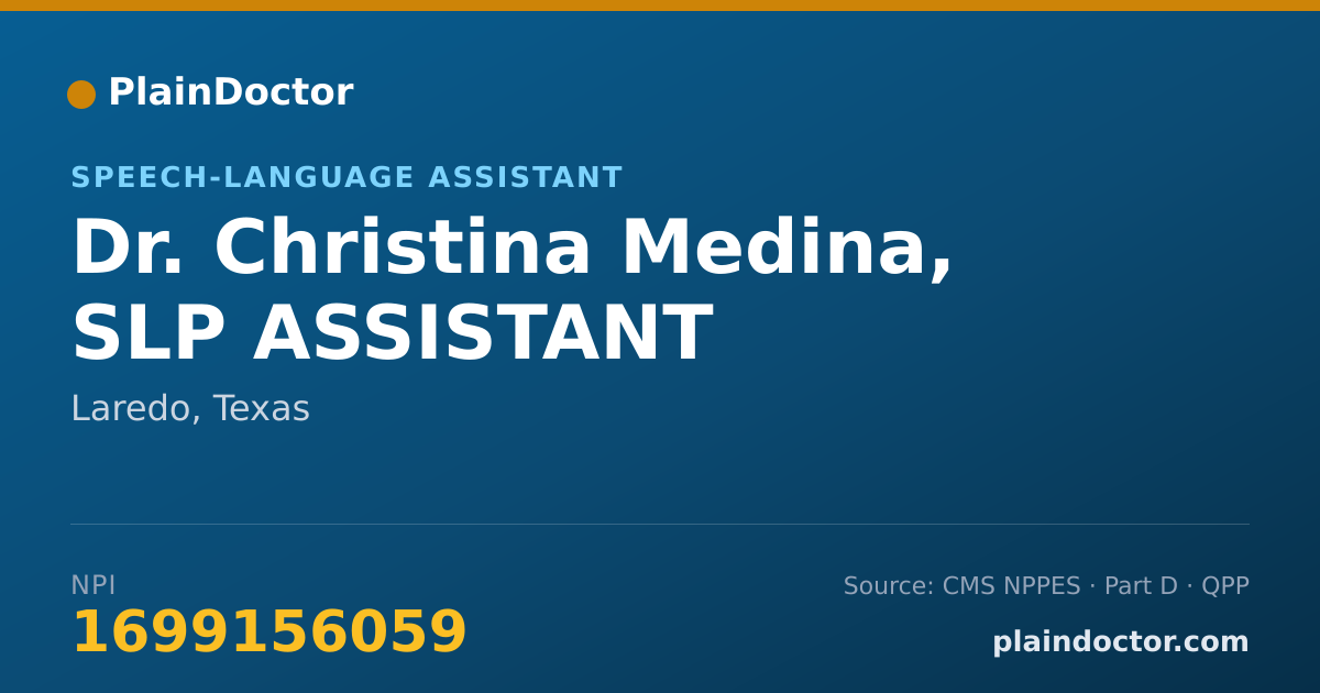 Shareable card for Christina Medina, SLP ASSISTANT - Speech-Language Assistant, Laredo, TX