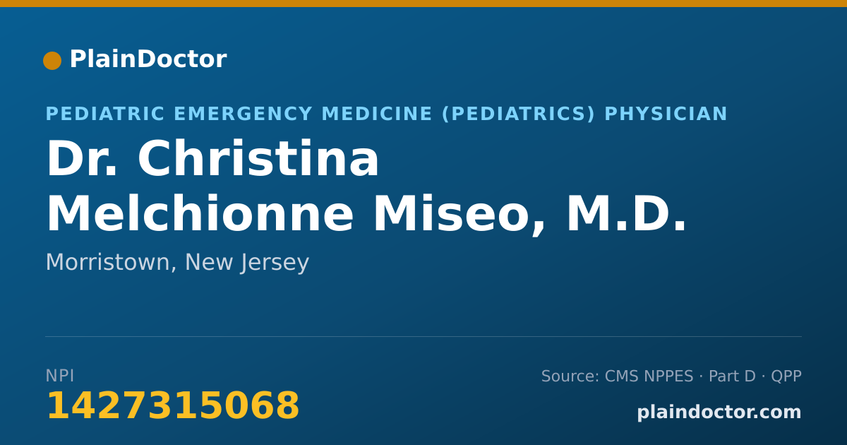 Shareable card for Christina Melchionne Miseo, M.D. - Pediatric Emergency Medicine (Pediatrics) Physician, Morristown, NJ