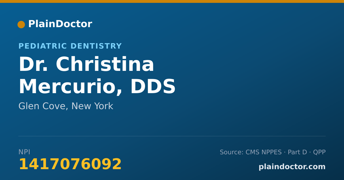Shareable card for Christina Mercurio, DDS - Pediatric Dentistry, Glen Cove, NY