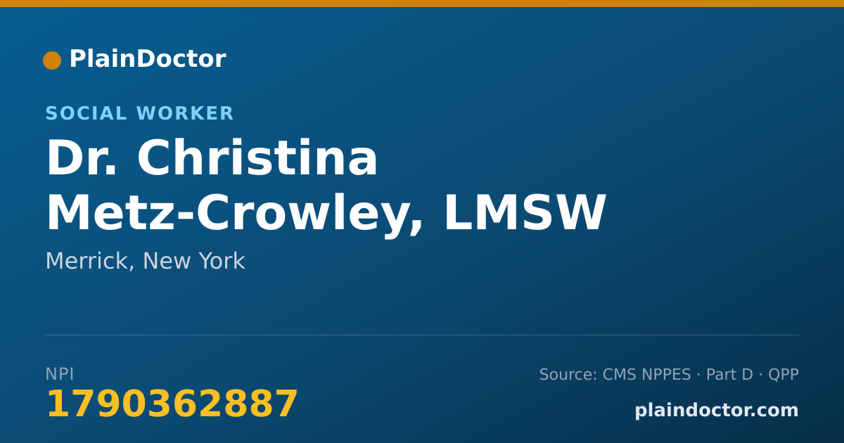 Shareable card for Christina Metz-Crowley, LMSW - Social Worker, Merrick, NY