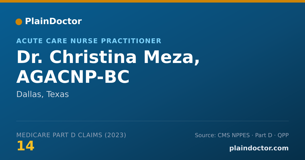 Shareable card for Christina Meza, AGACNP-BC - Acute Care Nurse Practitioner, Dallas, TX