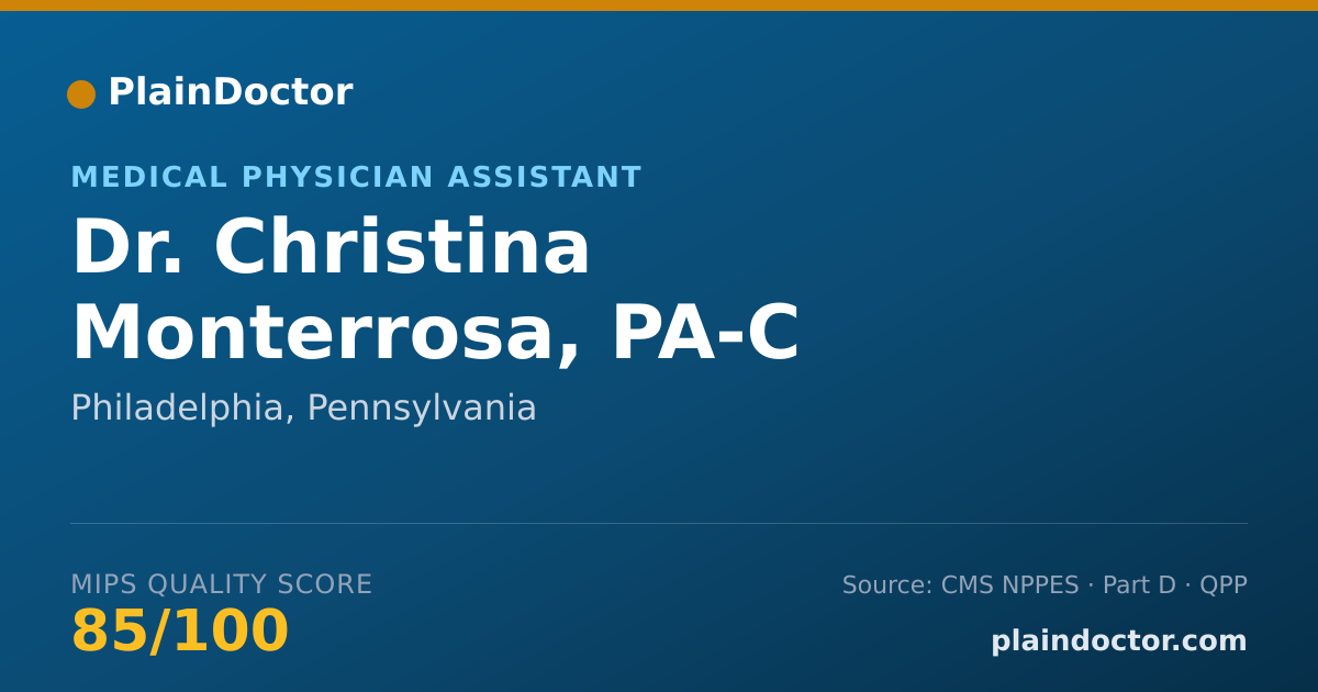Shareable card for Christina Monterrosa, PA-C - Medical Physician Assistant, Philadelphia, PA