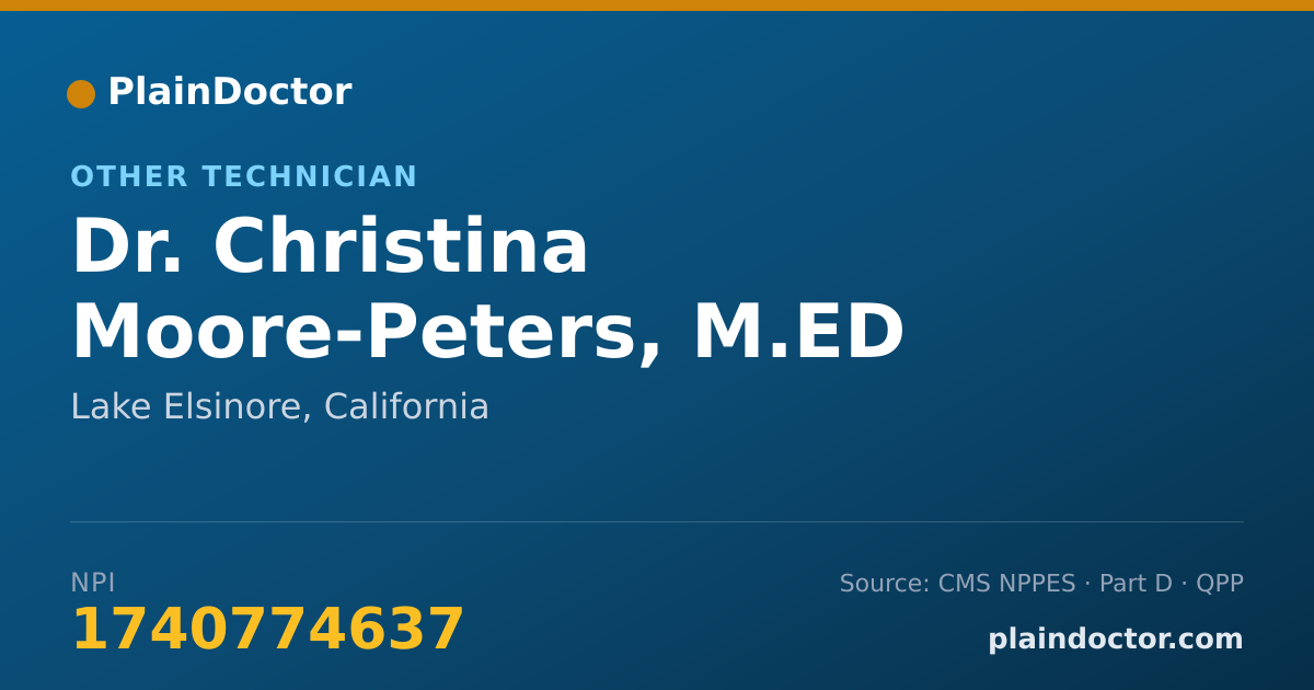 Shareable card for Christina Moore-Peters, M.ED - Other Technician, Lake Elsinore, CA