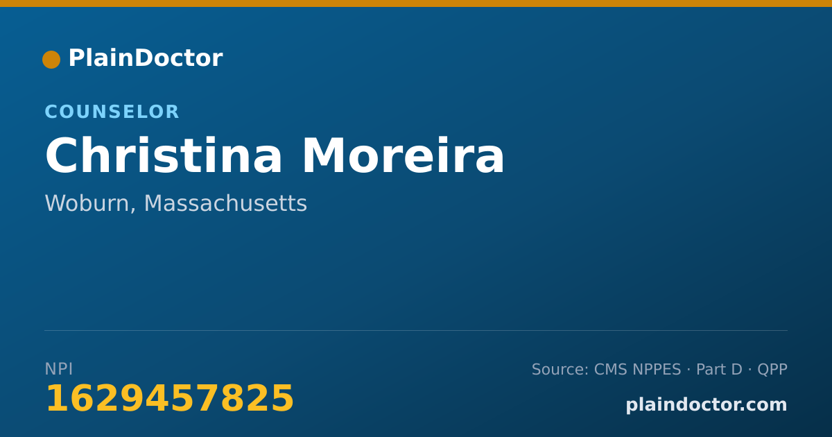 Shareable card for Christina Moreira - Counselor, Woburn, MA
