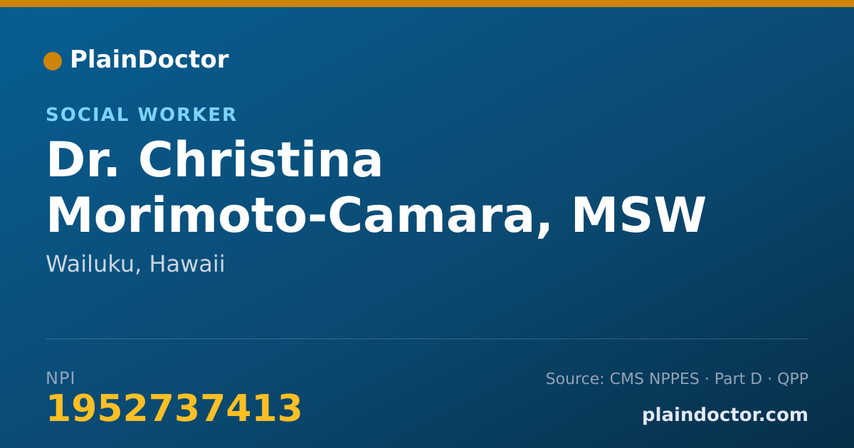 Shareable card for Christina Morimoto-Camara, MSW - Social Worker, Wailuku, HI