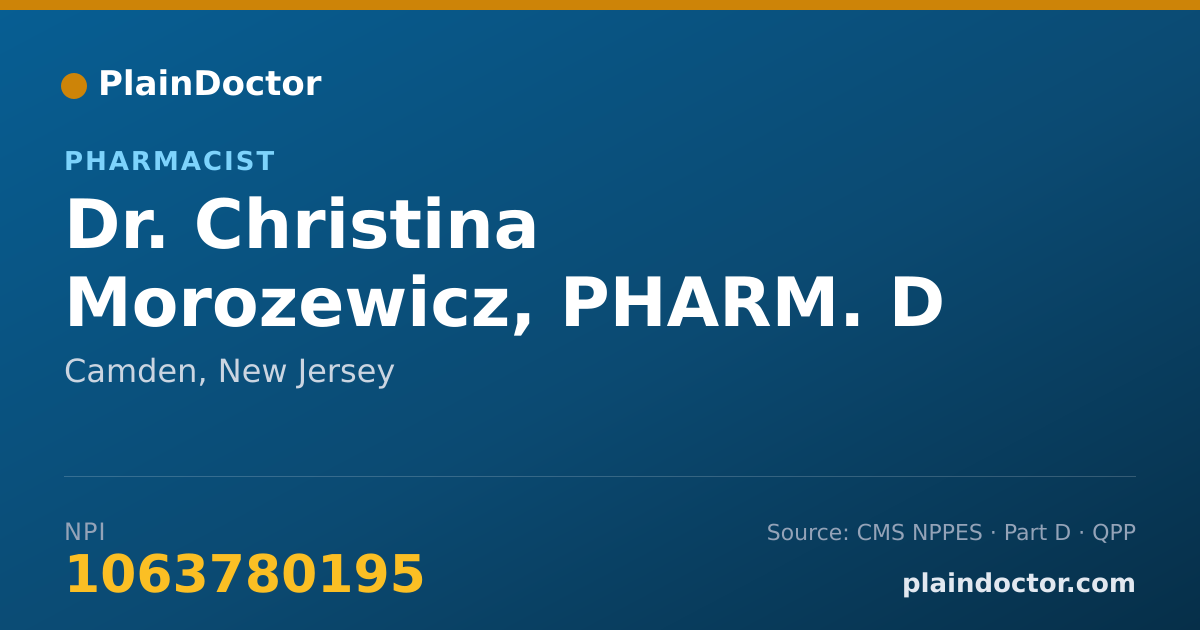 Shareable card for Christina Morozewicz, PHARM. D - Pharmacist, Camden, NJ