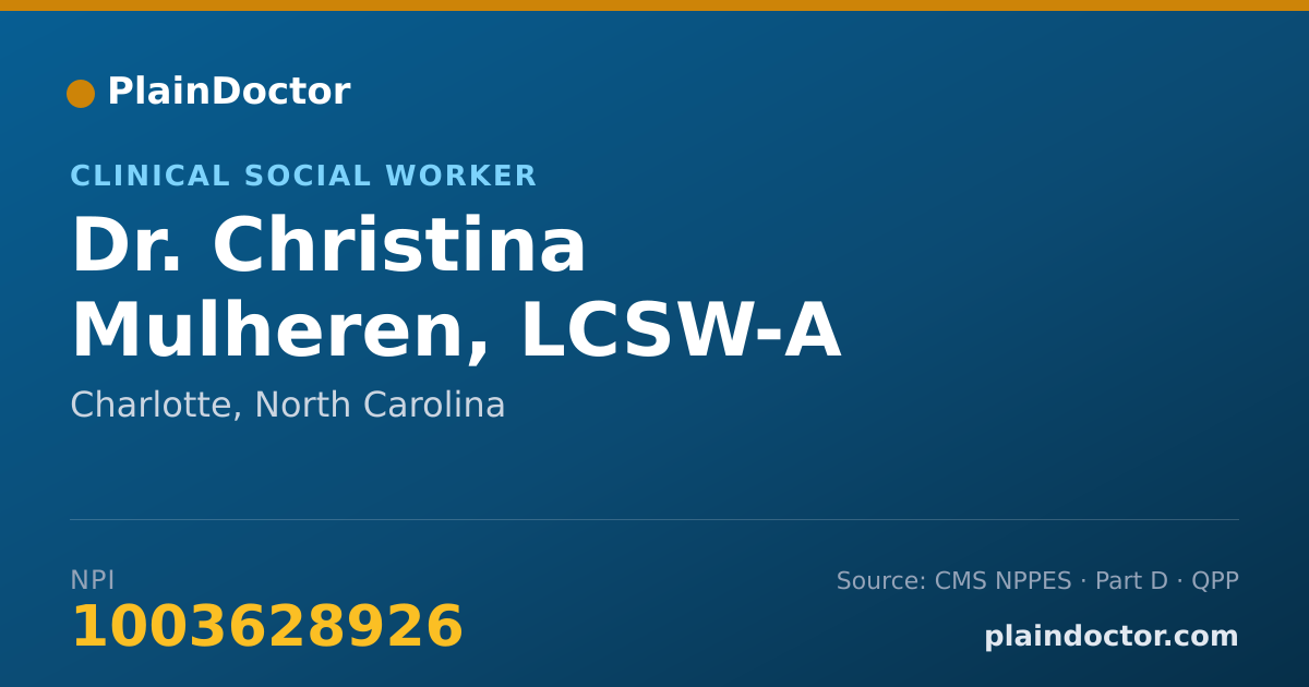 Shareable card for Christina Mulheren, LCSW-A - Clinical Social Worker, Charlotte, NC