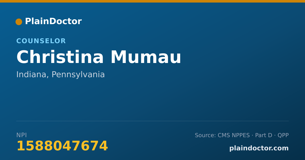 Shareable card for Christina Mumau - Counselor, Indiana, PA