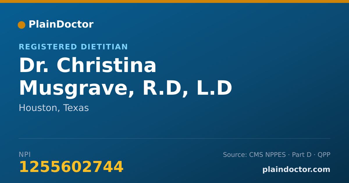 Shareable card for Christina Musgrave, R.D, L.D - Registered Dietitian, Houston, TX