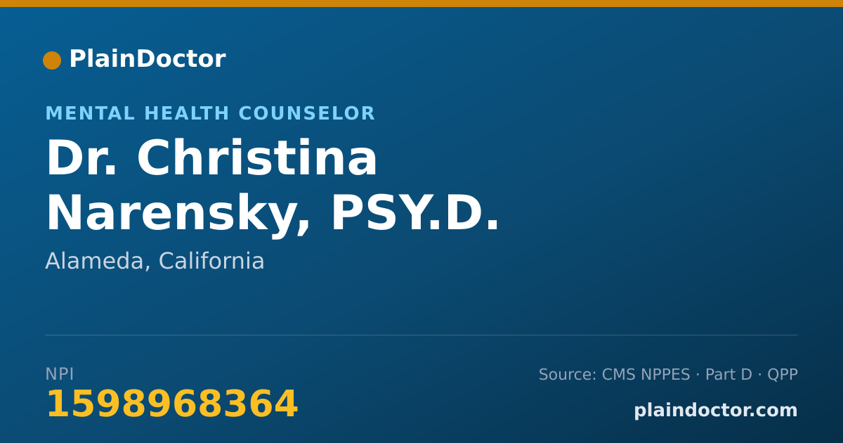 Shareable card for Christina Narensky, PSY.D. - Mental Health Counselor, Alameda, CA