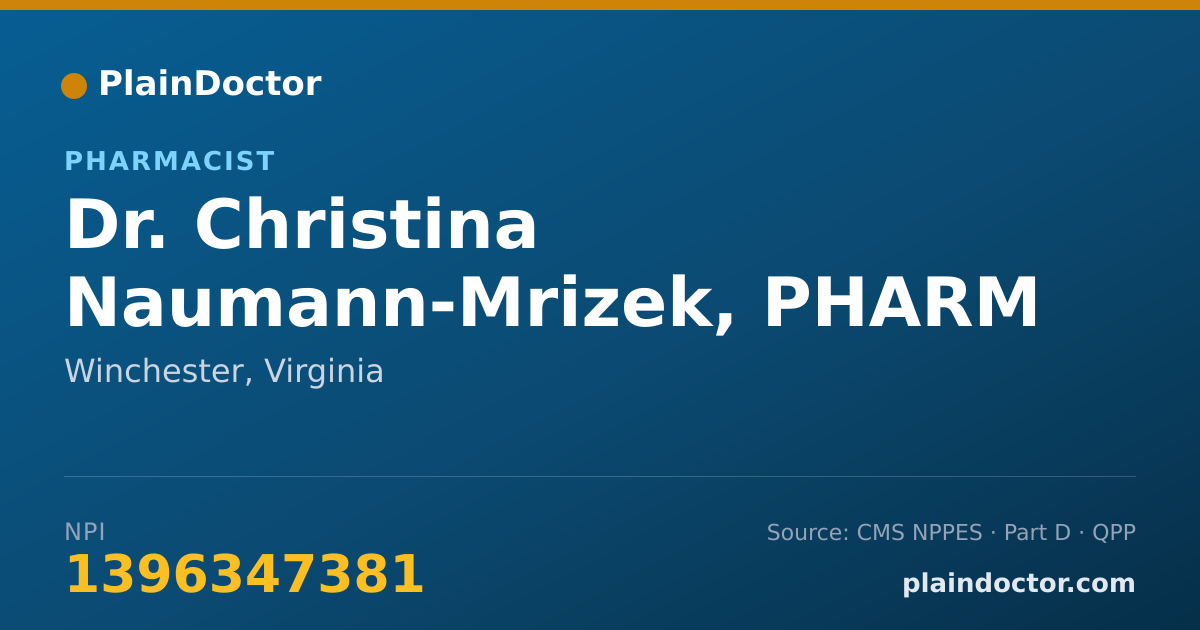 Shareable card for Christina Naumann-Mrizek, PHARM D. - Pharmacist, Winchester, VA