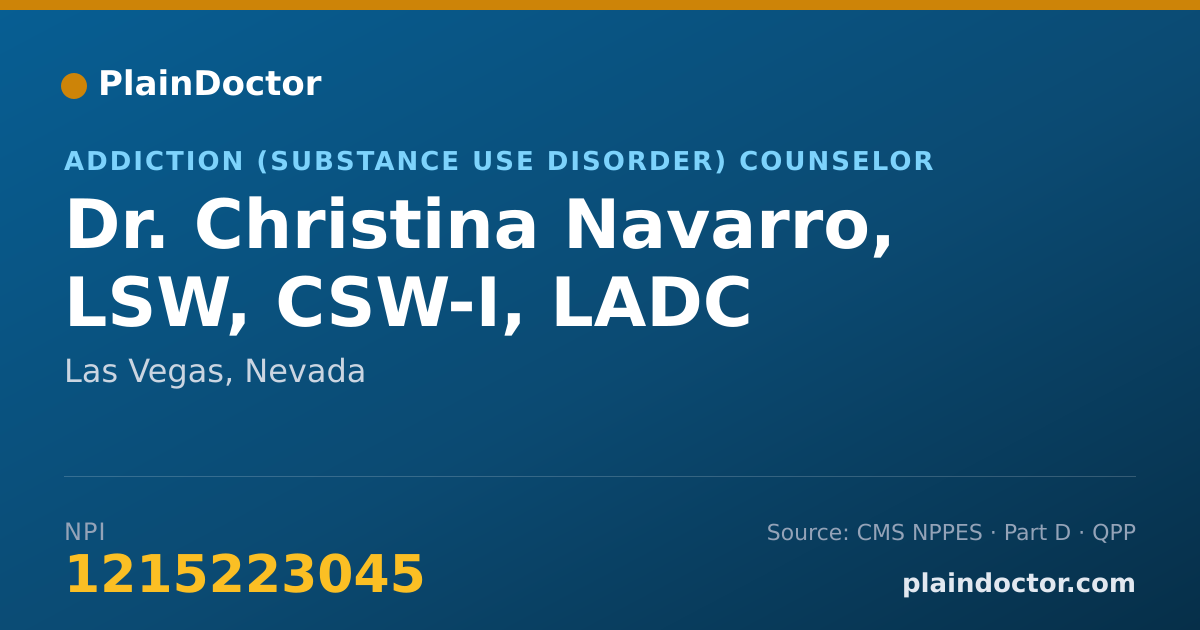 Shareable card for Christina Navarro, LSW, CSW-I, LADC - Addiction (Substance Use Disorder) Counselor, Las Vegas, NV