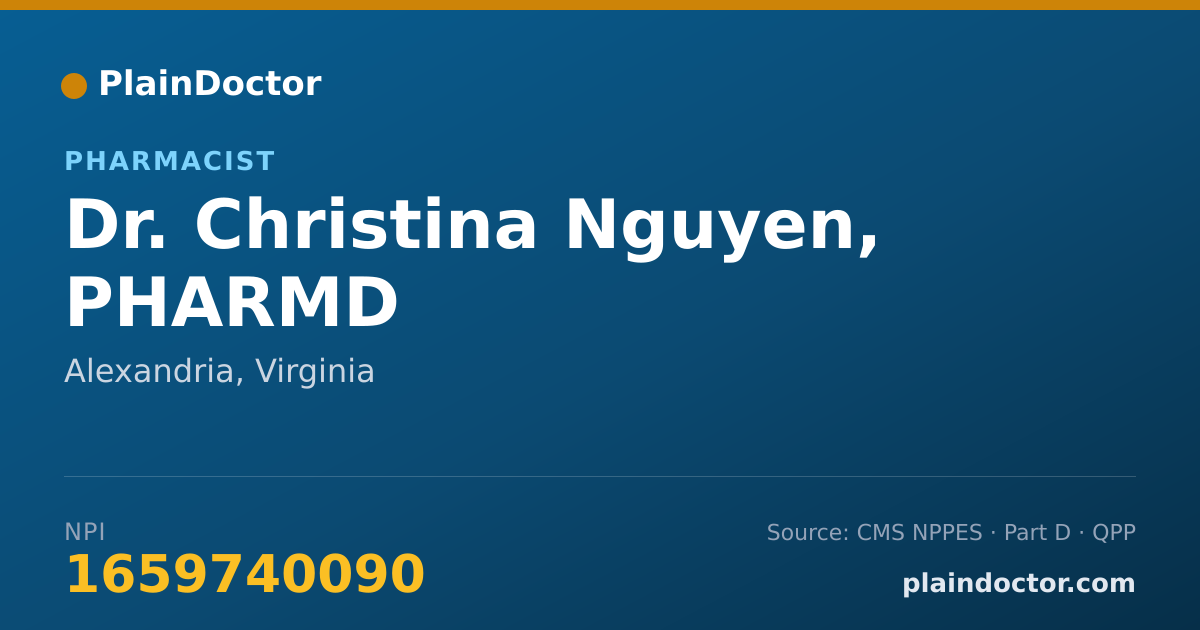 Shareable card for Christina Nguyen, PHARMD - Pharmacist, Alexandria, VA