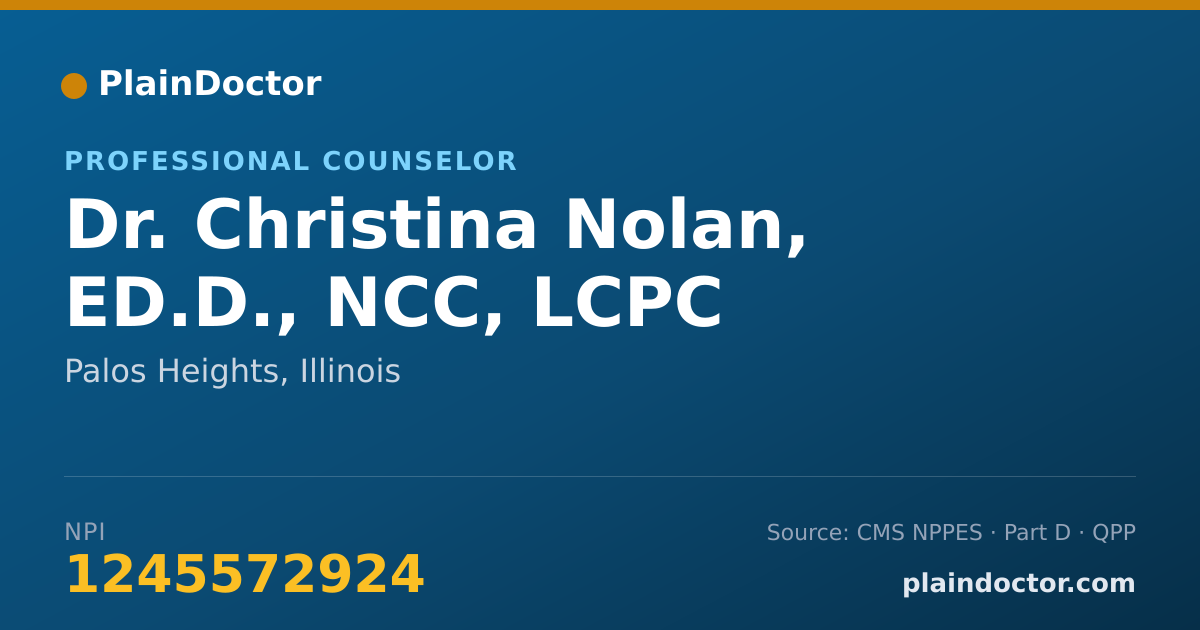 Shareable card for Christina Nolan, ED.D., NCC, LCPC - Professional Counselor, Palos Heights, IL