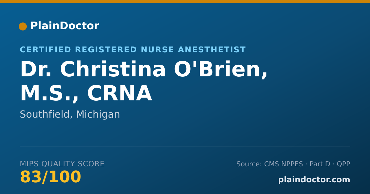Shareable card for Christina O'Brien, M.S., CRNA - Certified Registered Nurse Anesthetist, Southfield, MI