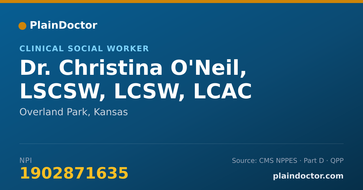 Shareable card for Christina O'Neil, LSCSW, LCSW, LCAC - Clinical Social Worker, Overland Park, KS