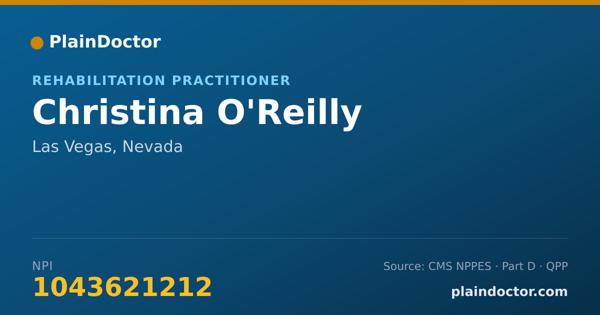Shareable card for Christina O'Reilly - Rehabilitation Practitioner, Las Vegas, NV