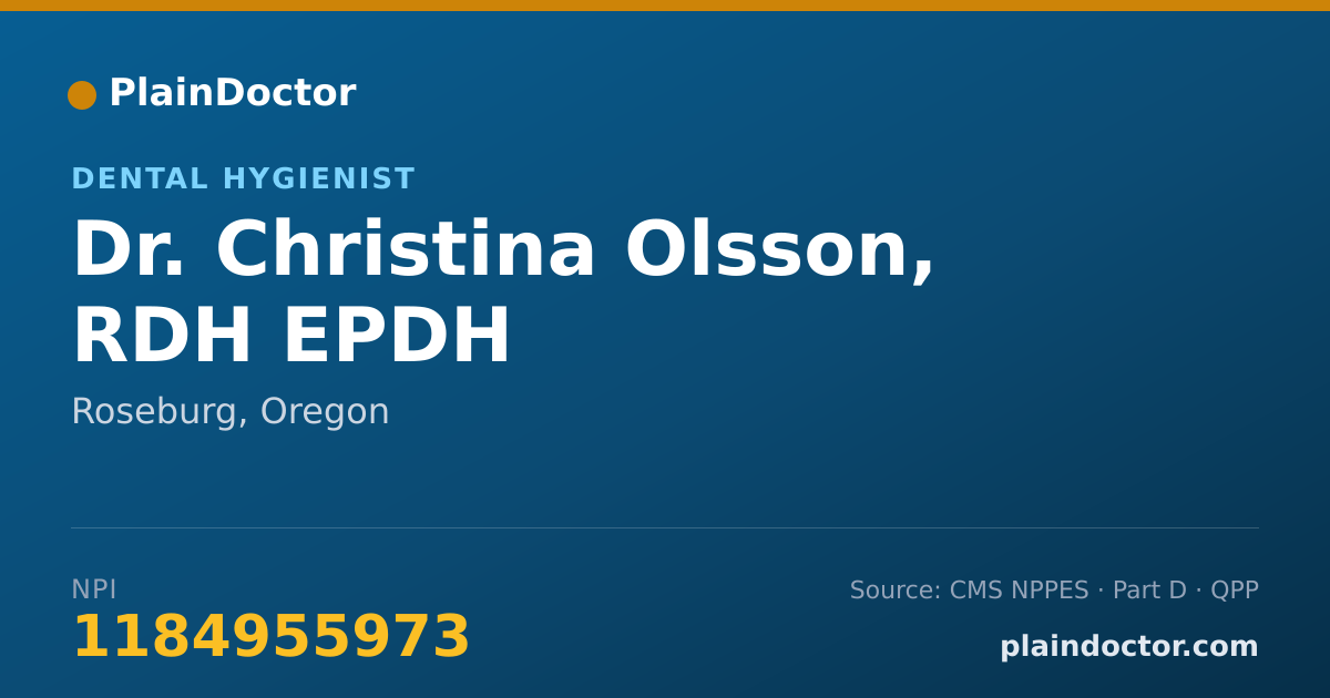 Shareable card for Christina Olsson, RDH EPDH - Dental Hygienist, Roseburg, OR