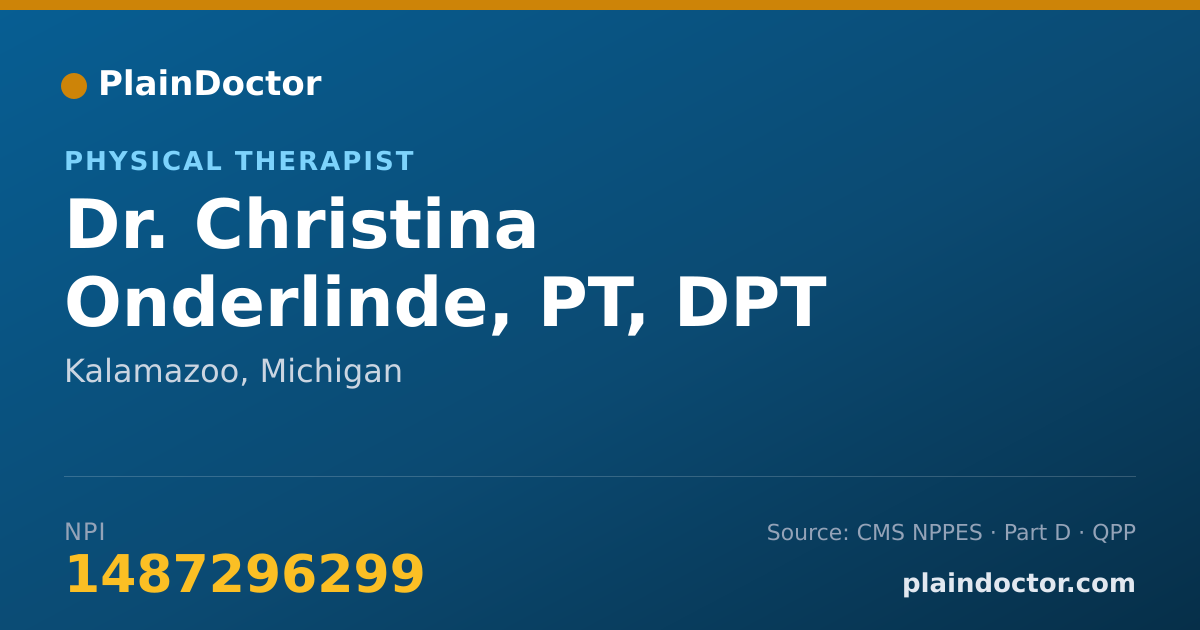 Shareable card for Christina Onderlinde, PT, DPT - Physical Therapist, Kalamazoo, MI
