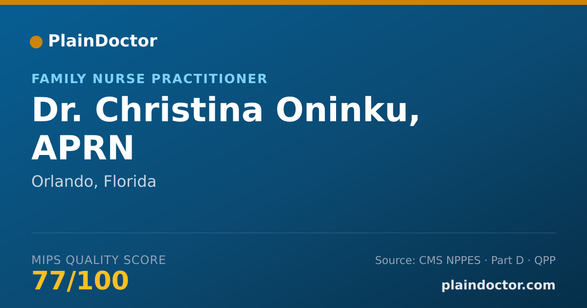 Shareable card for Christina Oninku, APRN - Family Nurse Practitioner, Orlando, FL