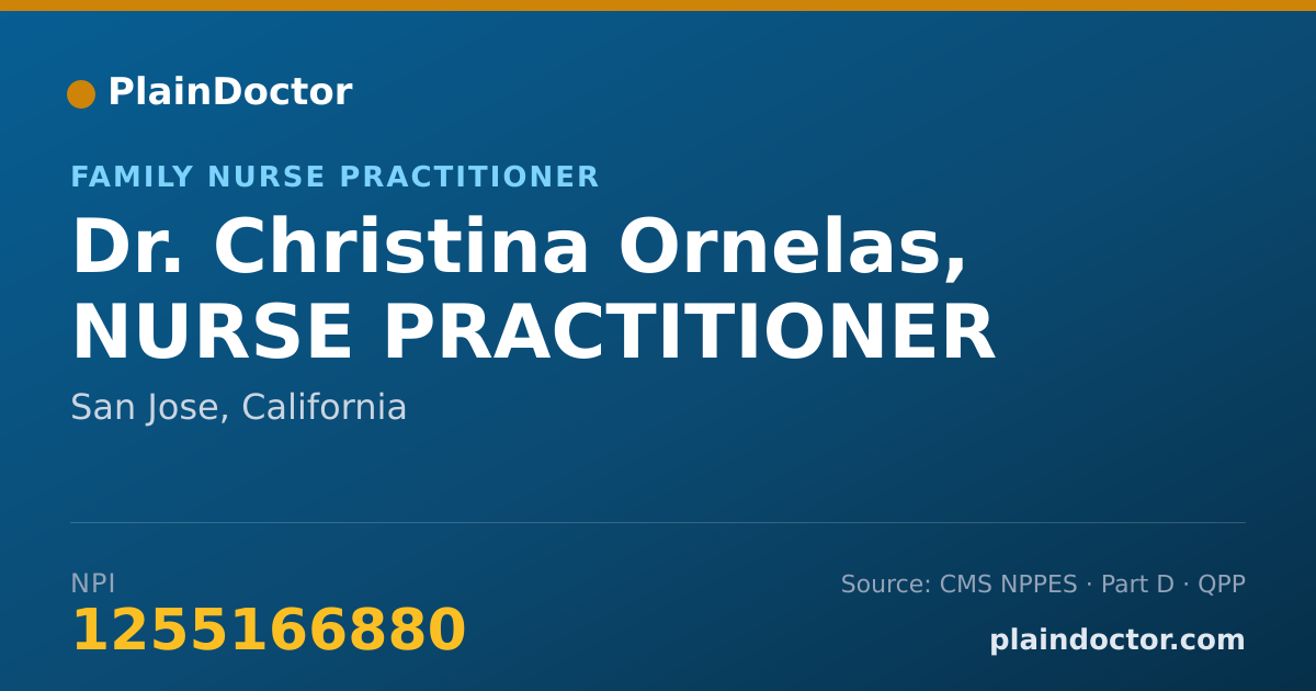Shareable card for Christina Ornelas, NURSE PRACTITIONER - Family Nurse Practitioner, San Jose, CA