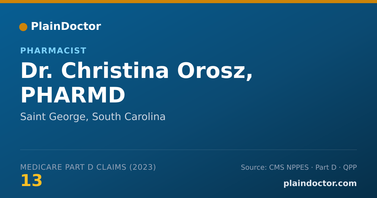 Shareable card for Christina Orosz, PHARMD - Pharmacist, Saint George, SC