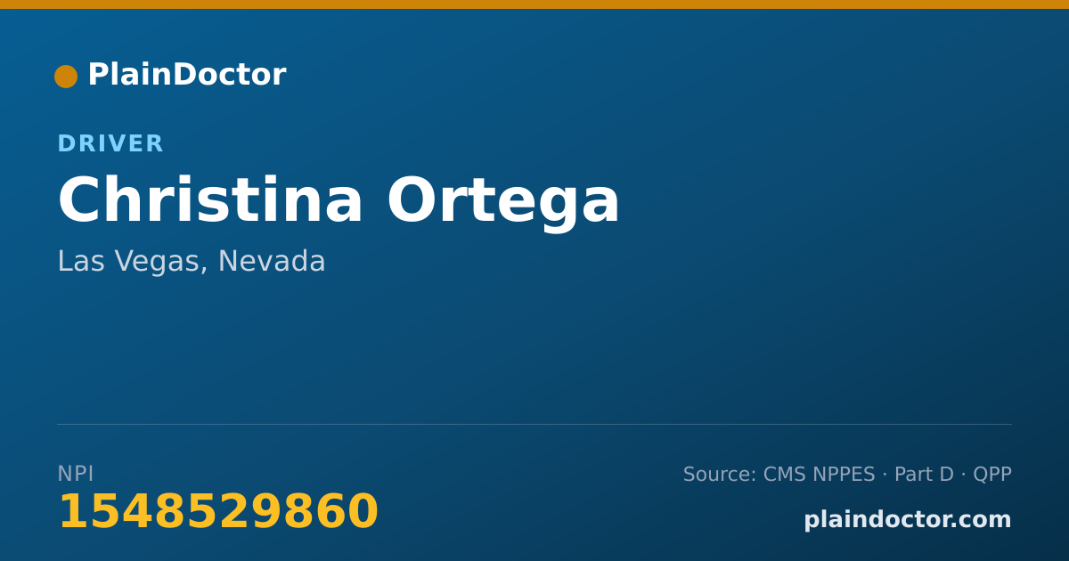 Shareable card for Christina Ortega - Driver, Las Vegas, NV