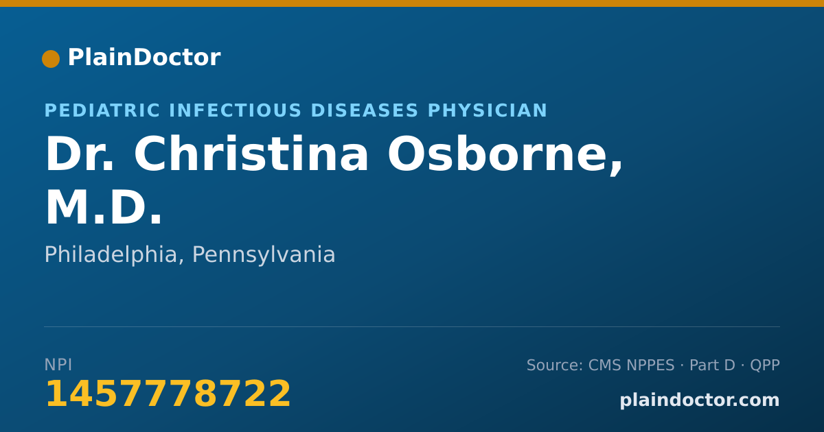 Shareable card for Christina Osborne, M.D. - Pediatric Infectious Diseases Physician, Philadelphia, PA