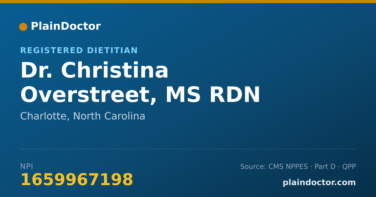 Shareable card for Christina Overstreet, MS RDN - Registered Dietitian, Charlotte, NC