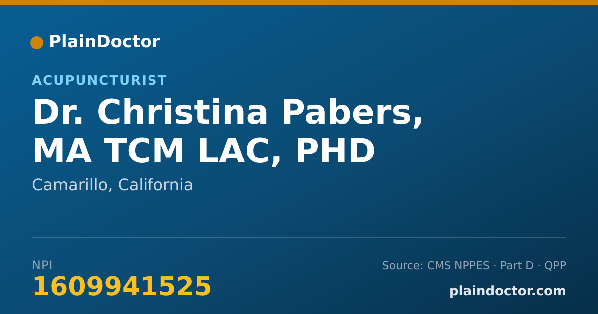 Shareable card for Christina Pabers, MA TCM LAC, PHD - Acupuncturist, Camarillo, CA