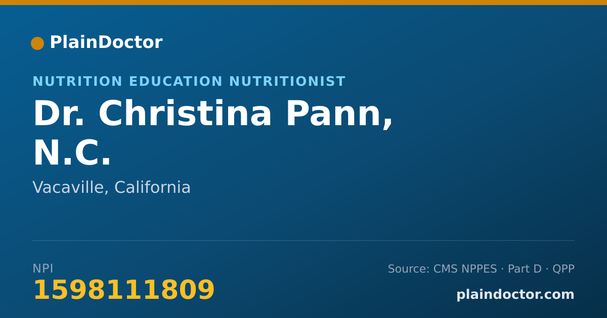 Shareable card for Christina Pann, N.C. - Nutrition Education Nutritionist, Vacaville, CA