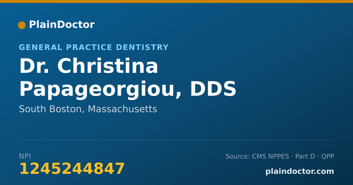 Shareable card for Christina Papageorgiou, DDS - General Practice Dentistry, South Boston, MA