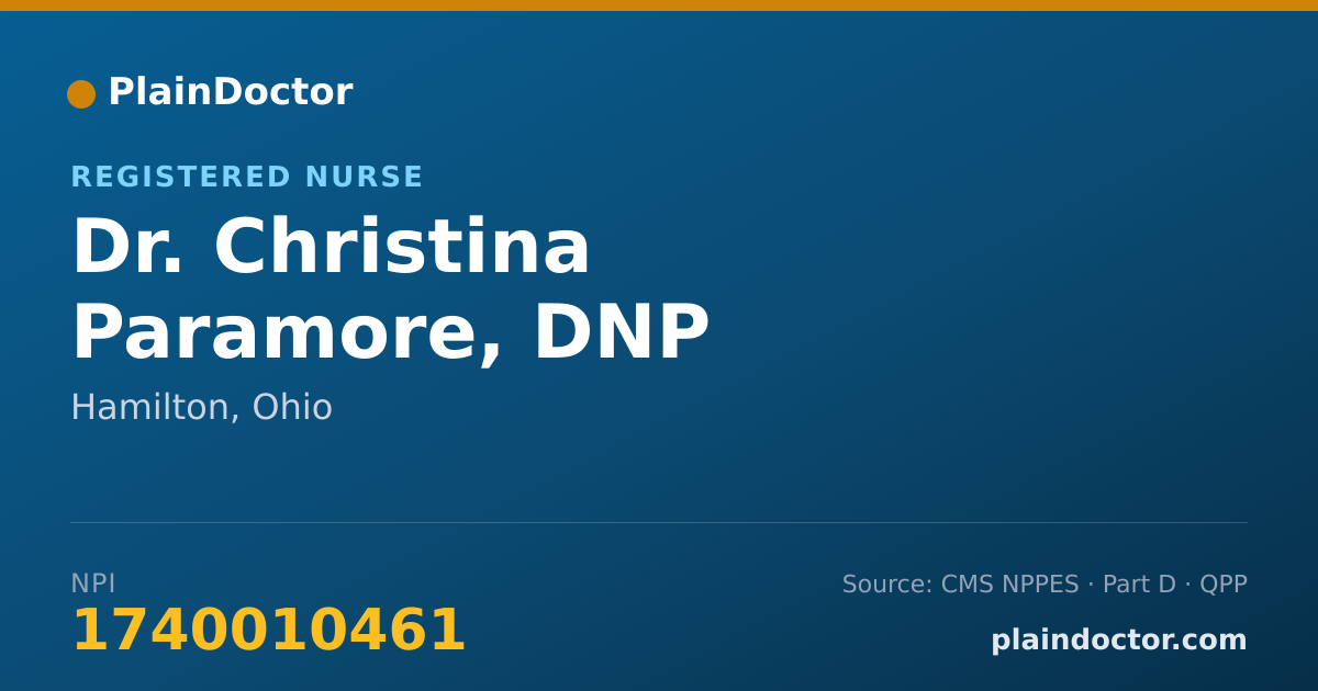 Shareable card for Christina Paramore, DNP - Registered Nurse, Hamilton, OH