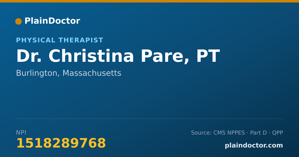Shareable card for Christina Pare, PT - Physical Therapist, Burlington, MA