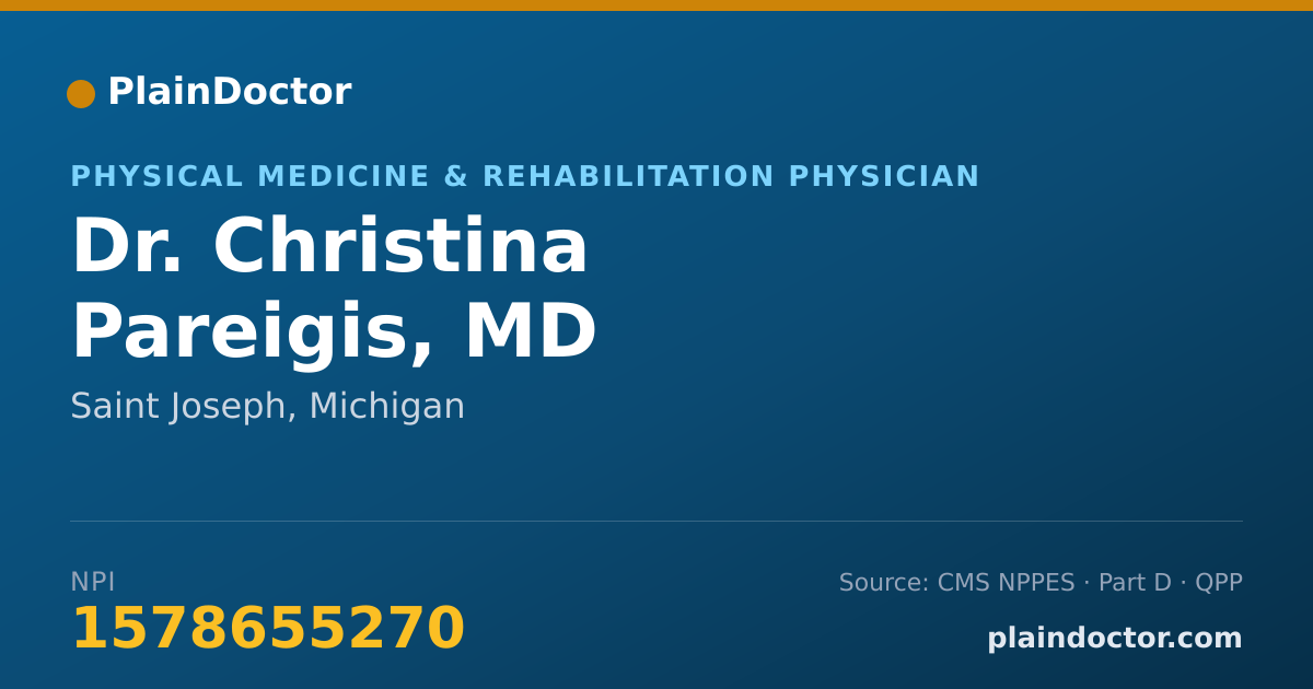 Shareable card for Christina Pareigis, MD - Physical Medicine & Rehabilitation Physician, Saint Joseph, MI